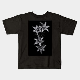 Backyard Flowers In Black And White 7 Kids T-Shirt